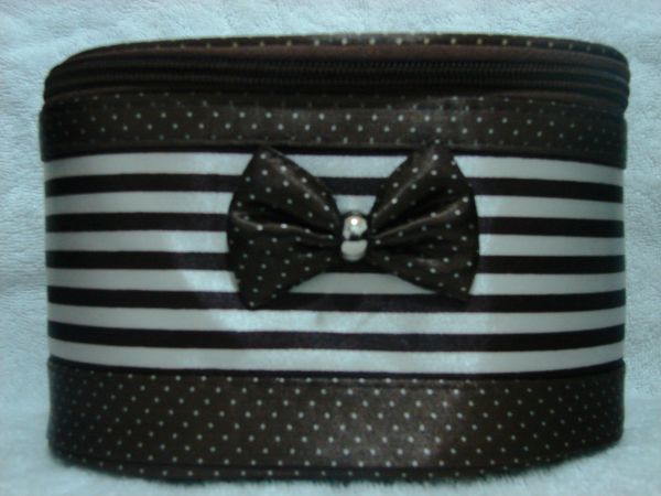 Necessaire Marrom c/ Nude - Listrado - TAM:M